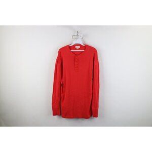 Vtg 80s 90s Gap Mens Large Blank Thermal Ribbed Knit Henley T-Shirt Red Cotton